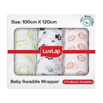 LuvLap 100% Cotton Muslin Baby Swaddles