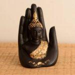 eCraftIndia Golden Handcrafted Palm Buddha Polyresin Showpiece