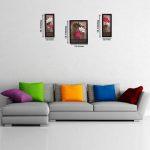 Indianara 3 Pc Set of Floral Paintings Without Glass
