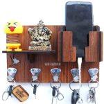 US DZIRE - 828 - Wooden Key Holder, Mobile Stand & Cloth Hanger