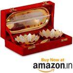 DESIGNOX R Ayurveda Copper Metal Floral Bowl Set 3 Pieces