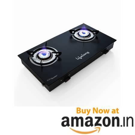 Lifelong LLGS10 Glass Top, 2 Burner Manual Glass Gas Stove