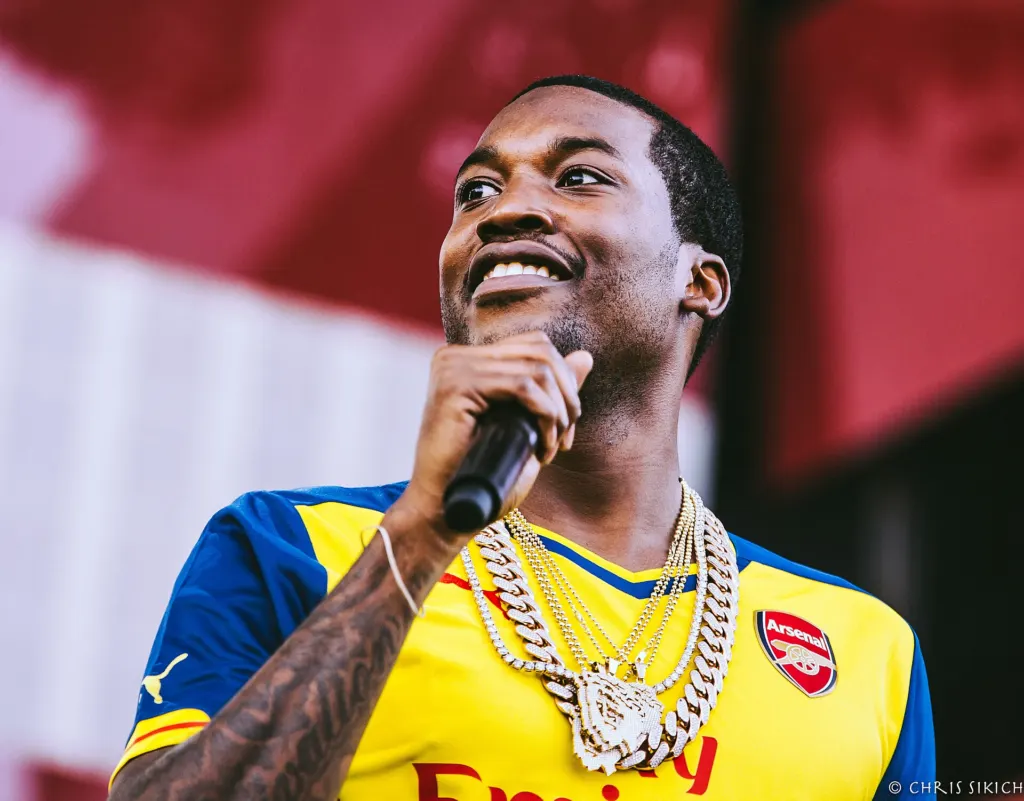 Meek Mill performing on stage at the Made in America festival in Philadelphia in 2015