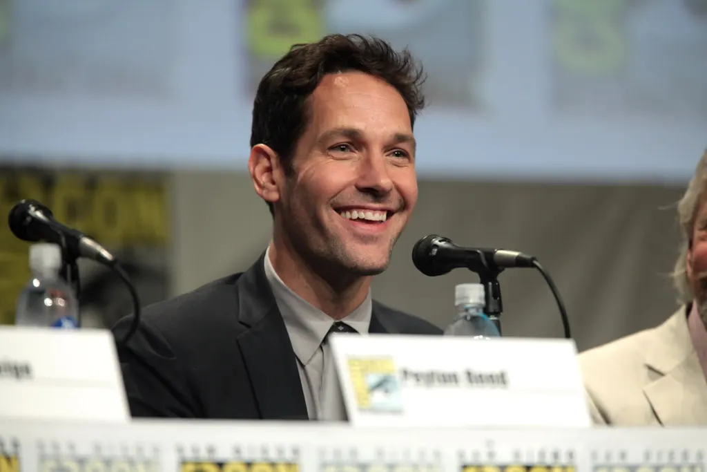 Paul Rudd, who plays Ant-Man, speaking at a press event in 2016
