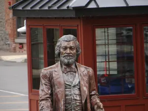 A statue of Frederick Douglass in Rochester, New York, photographed in July 2025
