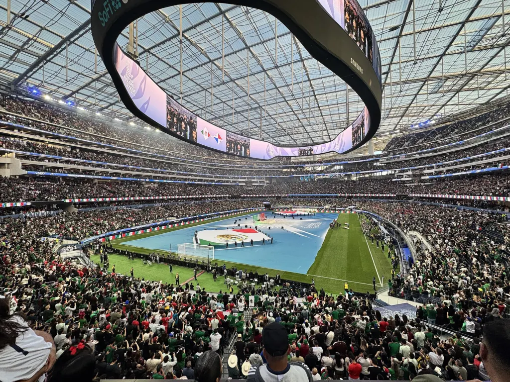 The exterior of SoFi Stadium in Inglewood, California, photographed in March 2025
