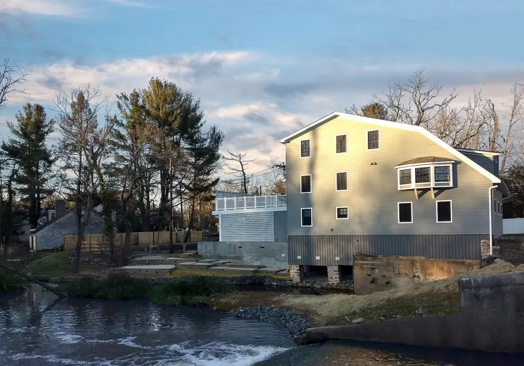 The old mill building at Grovers Mill, 164 Cranbury Road, West Windsor, New Jersey, photographed in March 2019