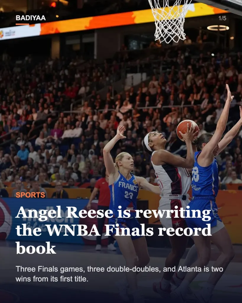 Slide 1 of 5: Angel Reese’s 30-and-16 night swings the WNBA Finals as the Dream lead the Valkyries 2-1
