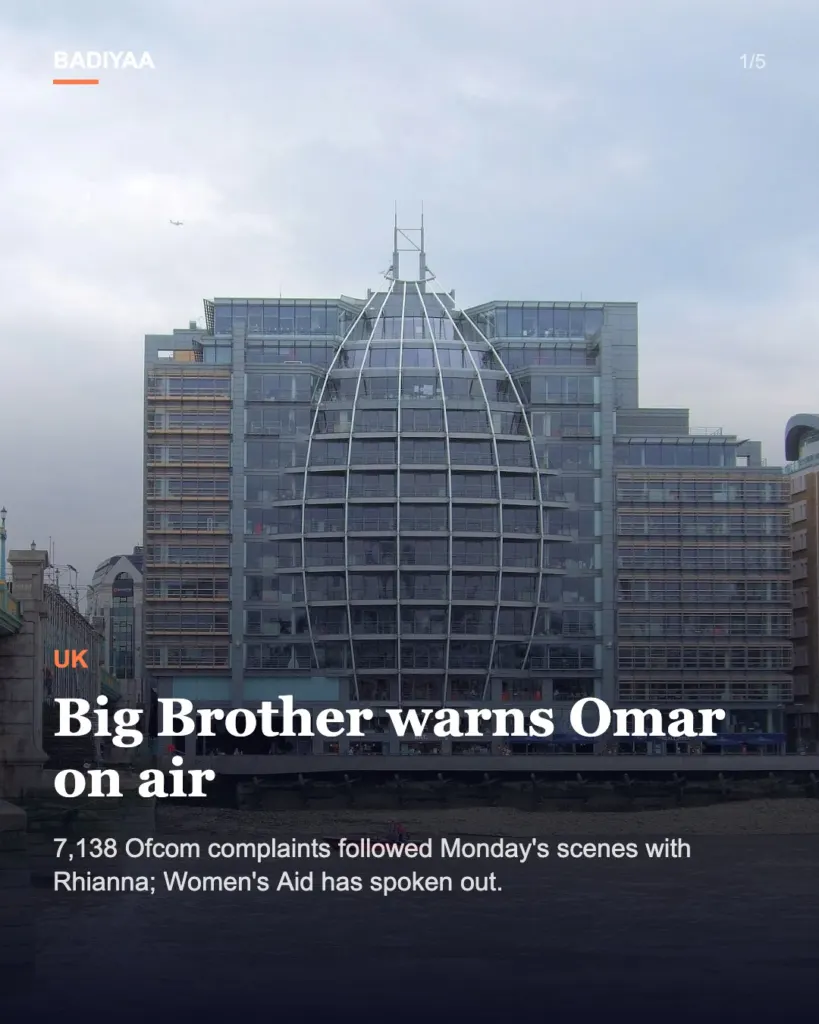 Slide 1 of 5: Big Brother UK gives Omar an on-air warning after 7,138 Ofcom complaints over Rhianna scenes