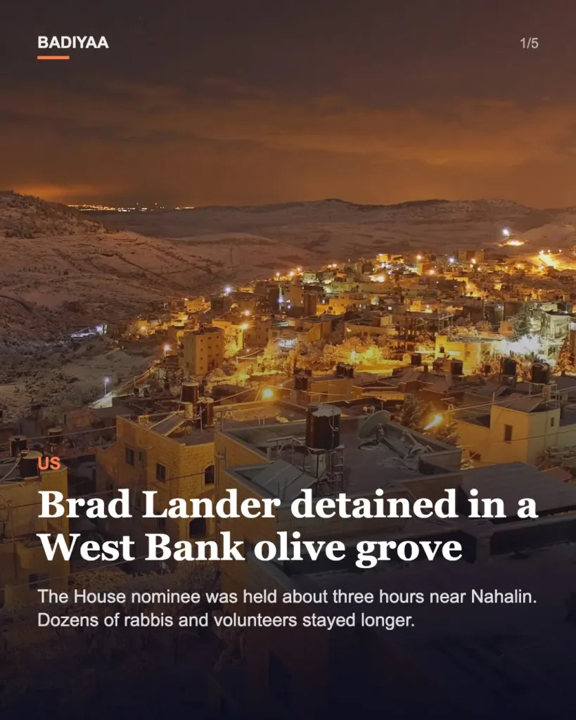 Slide 1 of 5: Brad Lander held for about three hours by Israeli forces at a West Bank olive grove, then released