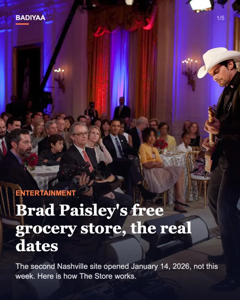 Slide 1 of 5: Brad Paisley’s free Nashville grocery store is trending again, nine months after its second site opened