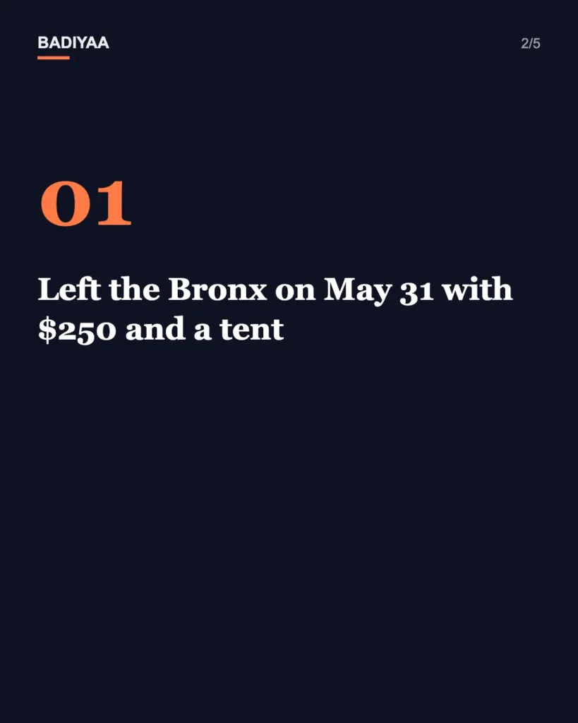 Slide 2 of 5: Bronx man Chantz Rivera reaches Sacramento after walking about 2,577 miles from New York since May