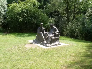 Statue of Winston and Clementine Churchill in the grounds of Chartwell