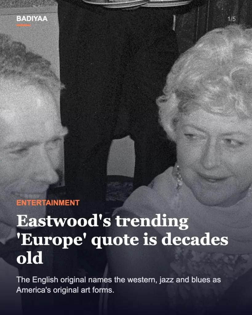 Slide 1 of 5: Clint Eastwood’s viral ‘not like Europe’ quote at 96 is a retranslated remark at least 31 years old
