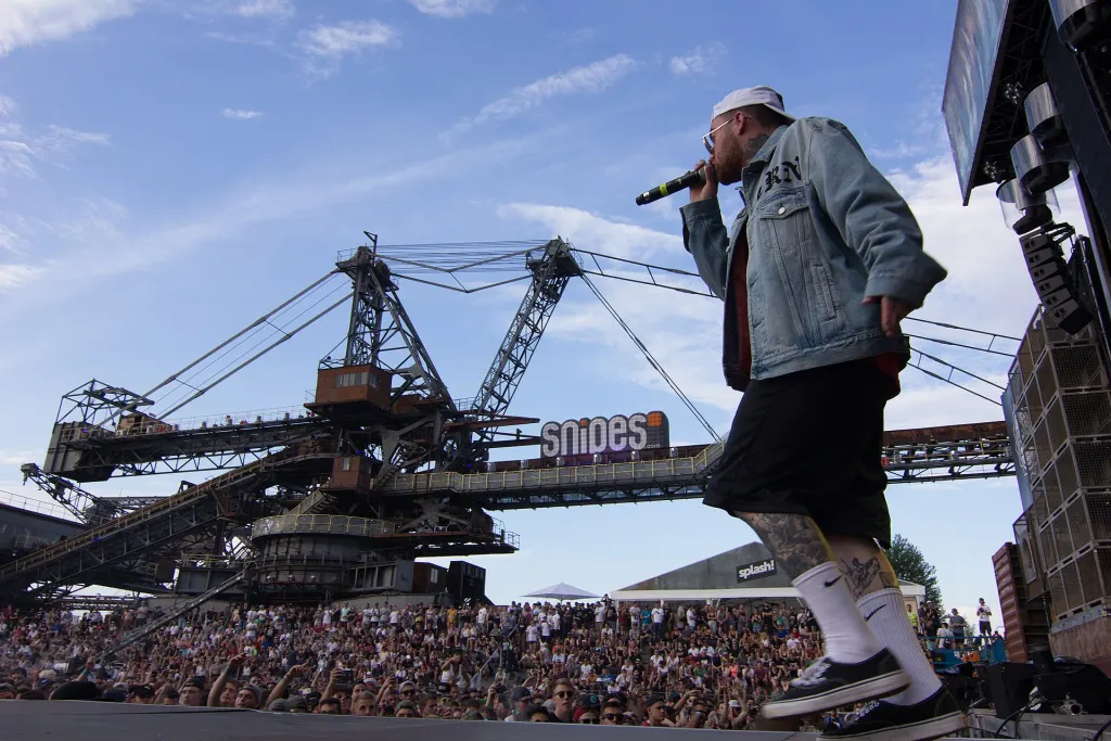 Mac Miller performing on stage at the Splash! 20 festival in Germany in 2017
