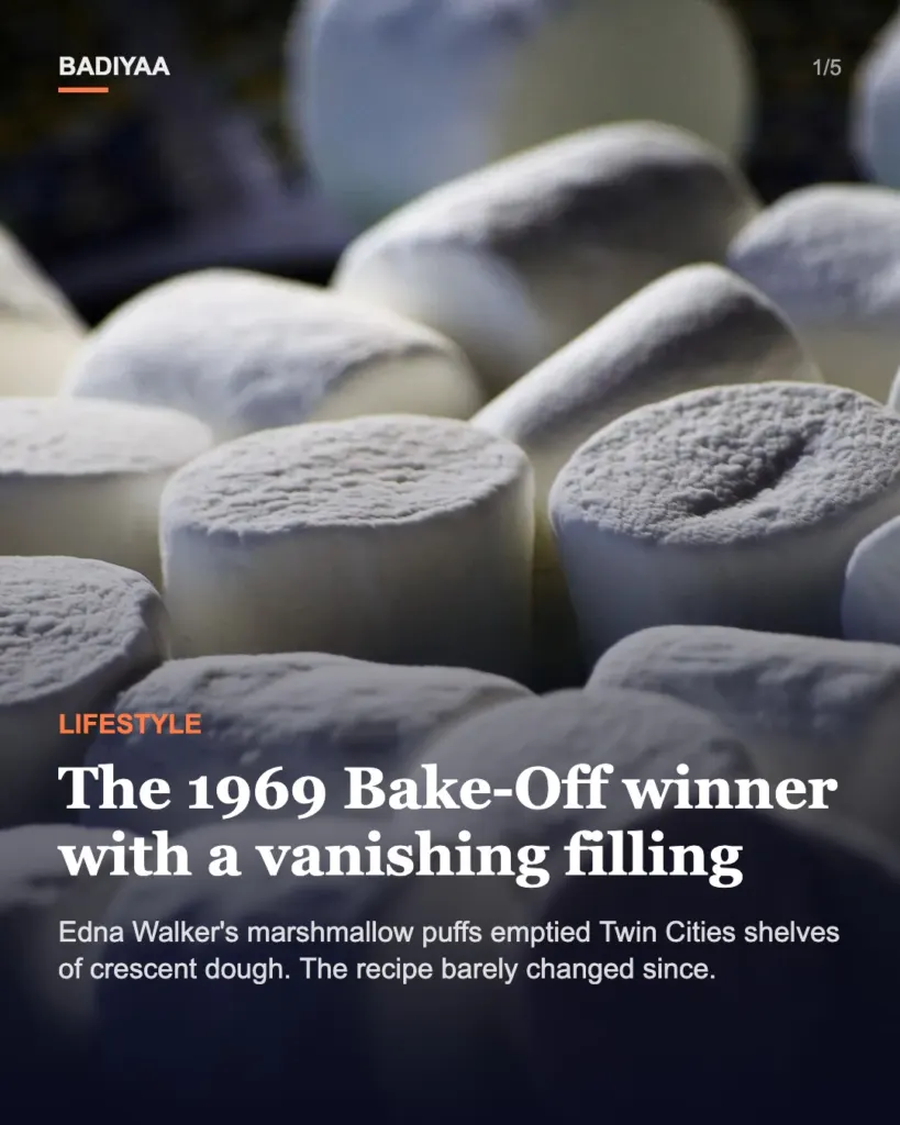 Slide 1 of 5: Edna Walker’s 1969 Pillsbury Bake-Off marshmallow puffs are trending again; the recipe has barely changed