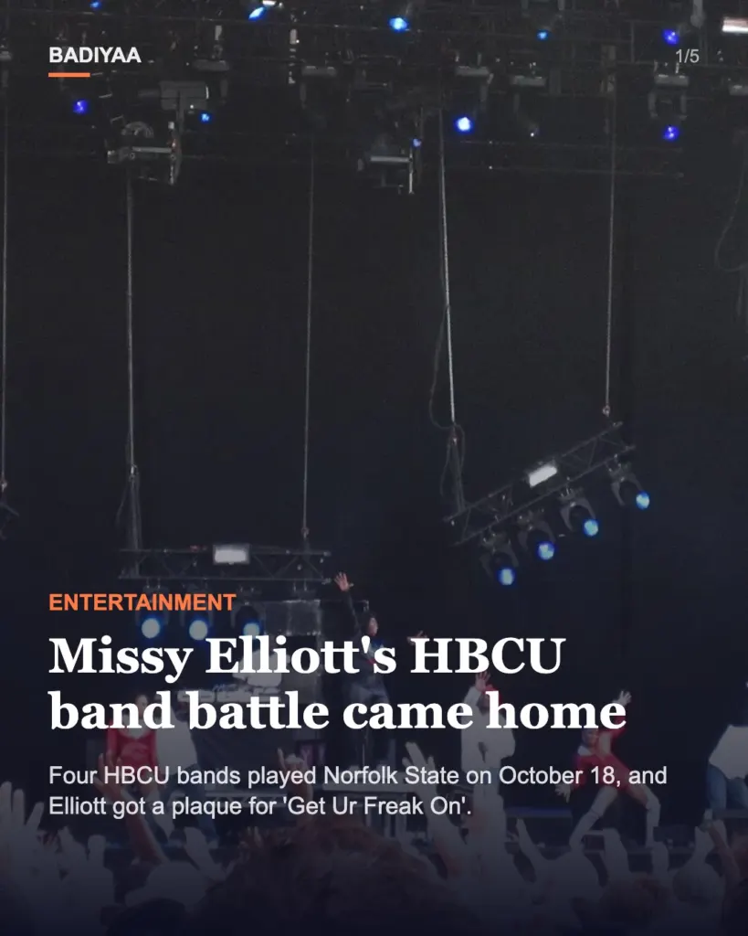 Slide 1 of 5: Missy Elliott’s HBCU band battle fills Norfolk State stadium with four Virginia and North Carolina bands