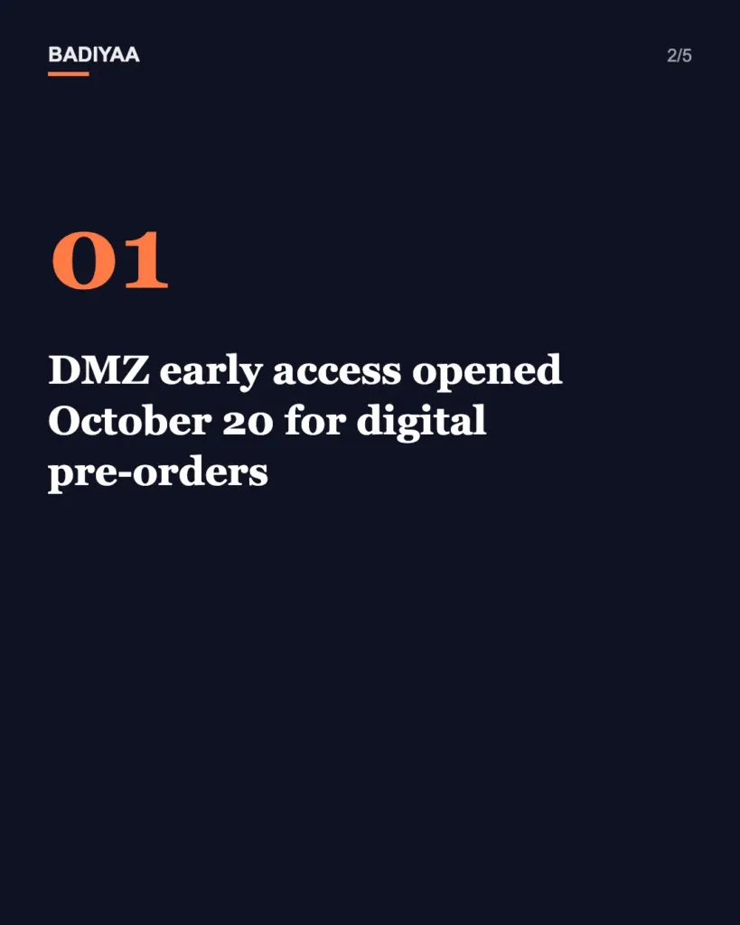 Slide 2 of 5: Modern Warfare 4’s DMZ base opens in early access, with a 1 million cash price for three prestiges