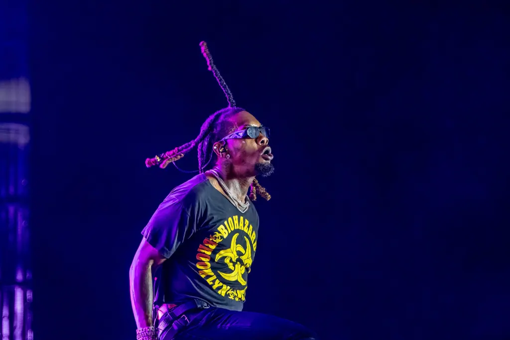 Offset performing on stage at the Clout Festival in 2024
