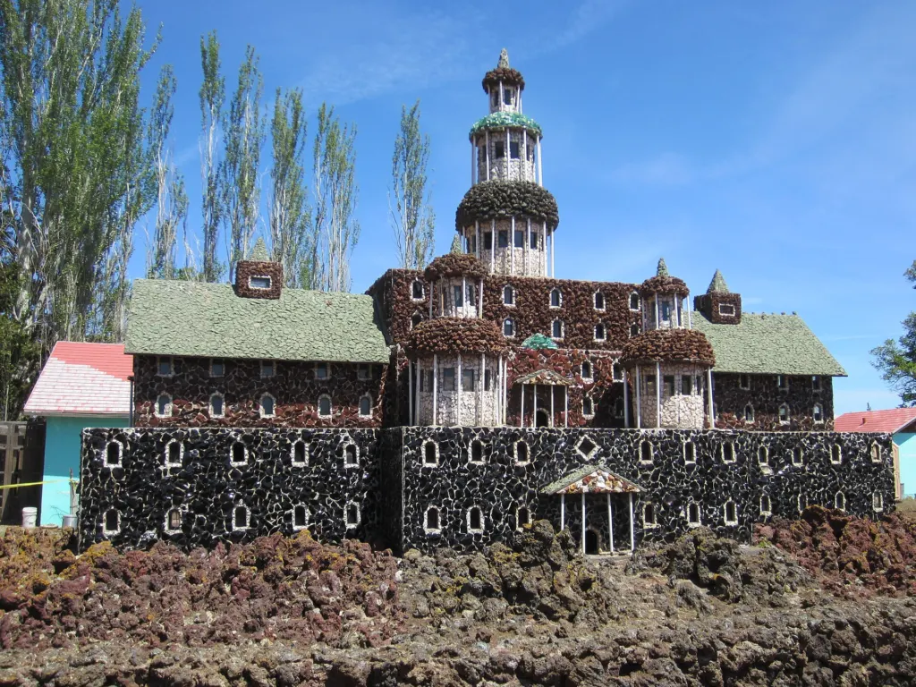 One of the miniature stone buildings at Petersen Rock Garden near Redmond, Oregon, photographed in 2013