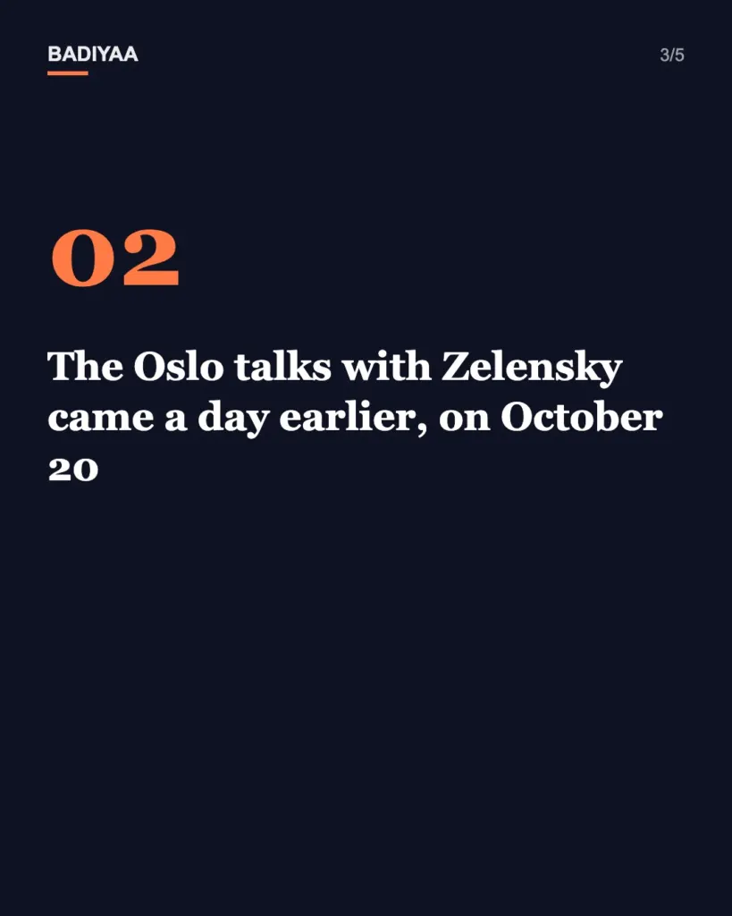 Slide 3 of 5: Putin tells Witkoff Russia is ready to resume three-way Ukraine talks around November 10