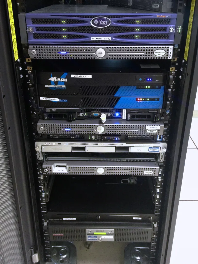 Most every data center has a rack where the random stuff goes. This is ours. These are the SCCM server (and database storage), our three spa