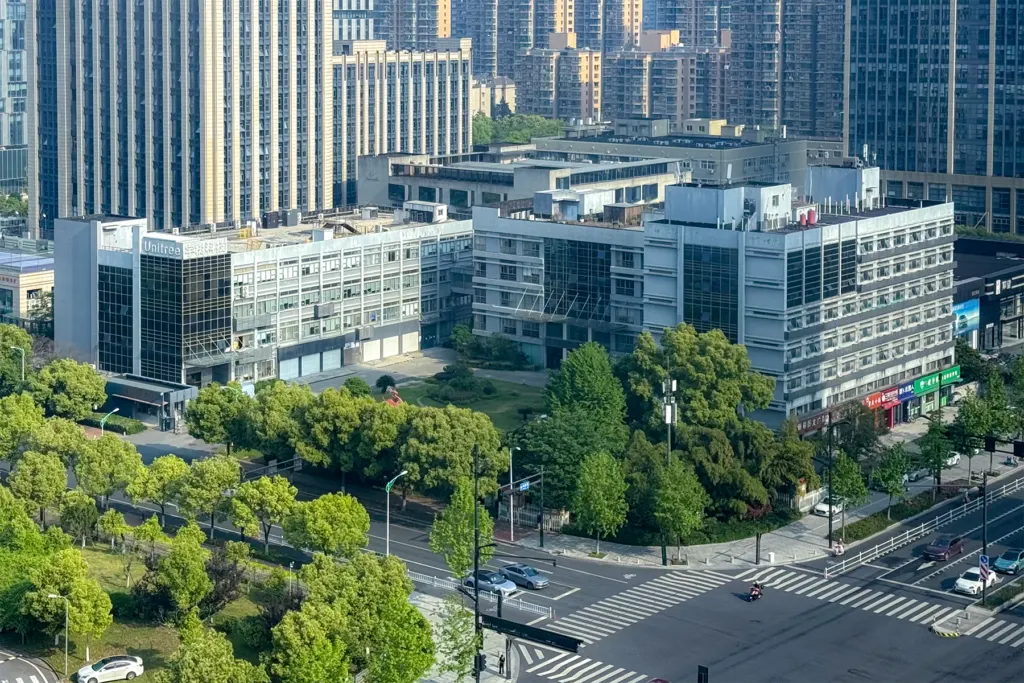 Unitree Robotics headquarters building in Hangzhou, China, photographed in April 2026