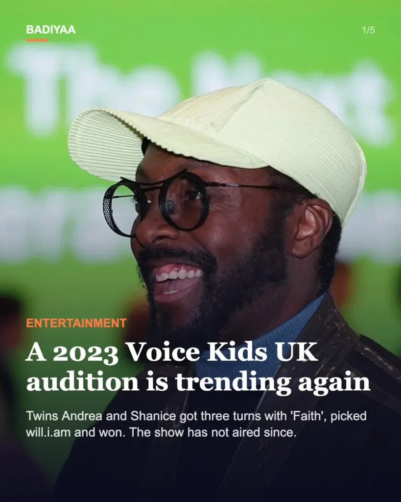 Slide 1 of 5: Twins’ three-turn Voice Kids UK audition from 2023 trends again while the show stays off air