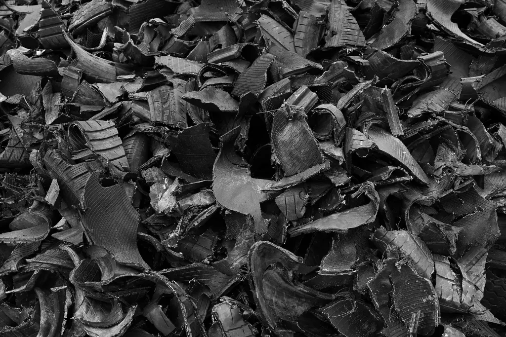 A pile of shredded tires